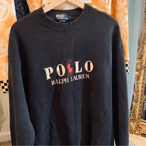 Vintage Polo Ralph Lauren Embroidered Crewneck Black